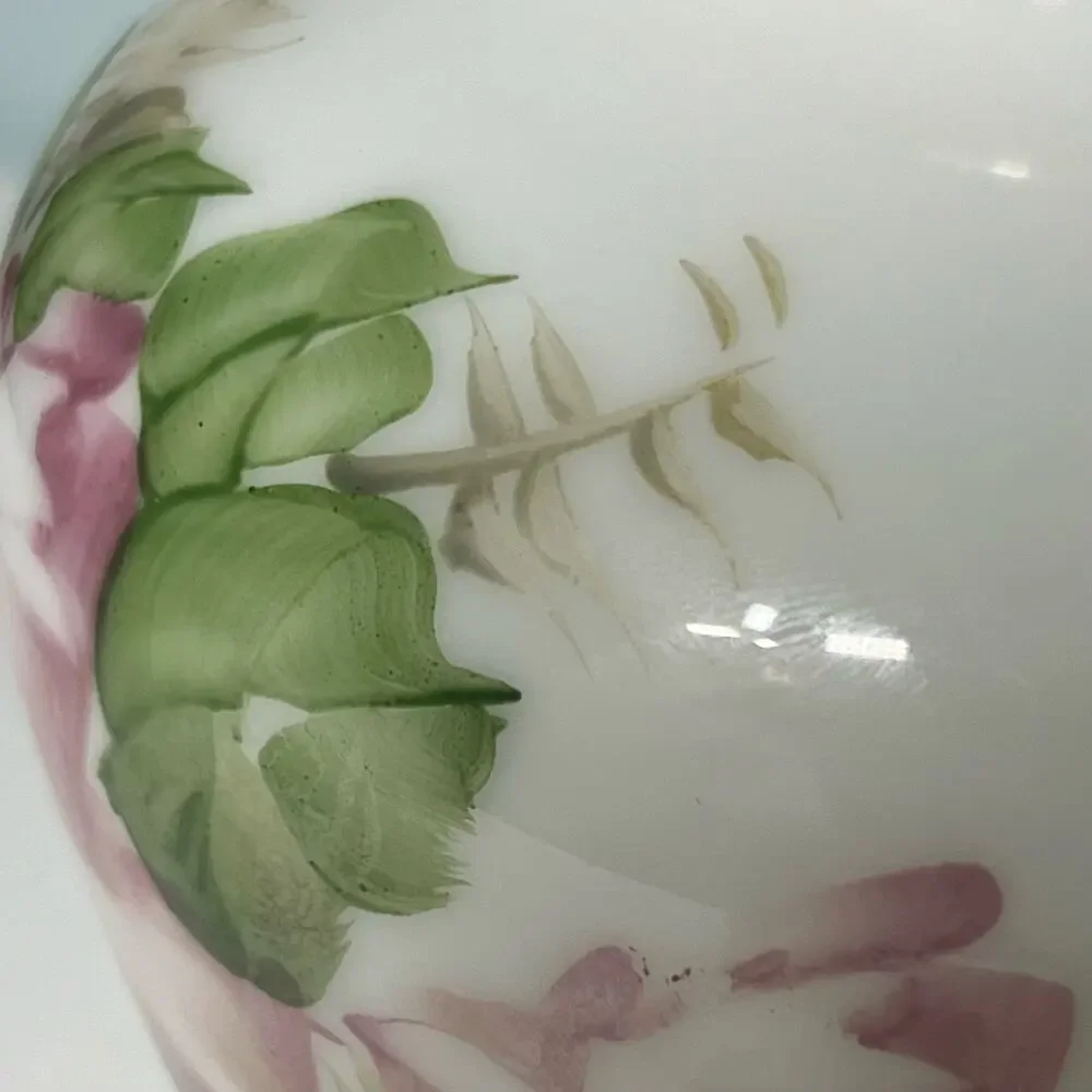 Vintage 40s DeLuxe Inc USA Signed Hand Painted Floral Vase Milk Glass - Picture 12 of 12